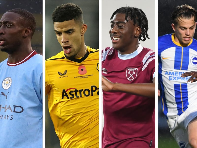 From left: Manchester City's Carlos Borges, Wolves' Chem Campbell, West Ham's Divin Mubamba and Brighton's Cameron Peupion.