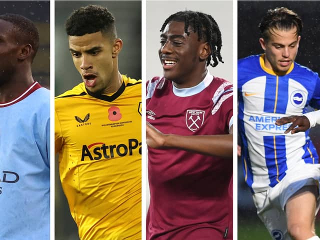 From left: Manchester City's Carlos Borges, Wolves' Chem Campbell, West Ham's Divin Mubamba and Brighton's Cameron Peupion.
