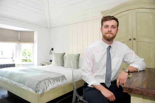 Kealan Blenkinsop, assistant manager, in one the bedrooms at Becketts.
Picture: Sarah Standing (110820-2534)