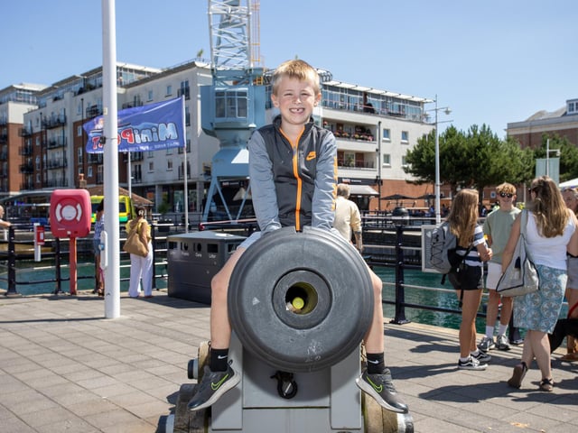 Families descended on Gunwharf Quays to catch a glimpse of the impressive Clipper Yachts which were stationed in the Gunwharf Marina this weekend.Pictured - James Poorer, 6Photos by Alex Shute