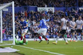 Fratton Park celebrates after Kusini Yengi (out of picture) heads home a 92nd-minute equaliser in Saturday's 1-1 draw with Bristol Rovers. Picture: Jason Brown/ProSportsImages