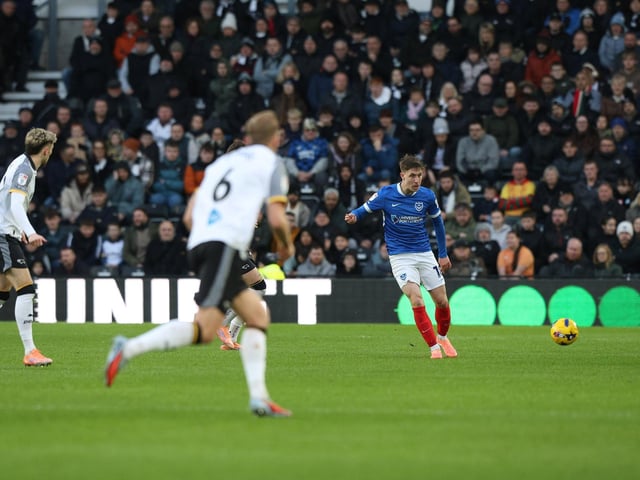 Pompey's Mark Kosznovszky on the attack against Derby. Picture: Steve Mower/ProSportsImages