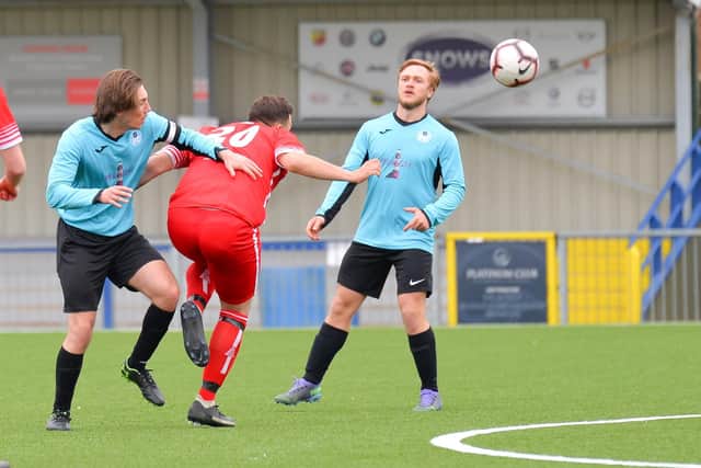 Burrfields pair Sam Waterman, left, and Harvey Herringshaw against Stubbington. Picture: Martyn White.