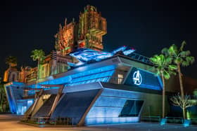 A view of the Avengers Headquarters and Guardians of the Galaxy - Mission: BREAKOUT! in Avengers Campus at Disney California Adventure Park. Picture: Christian Thompson/Disneyland Resort via Getty Images