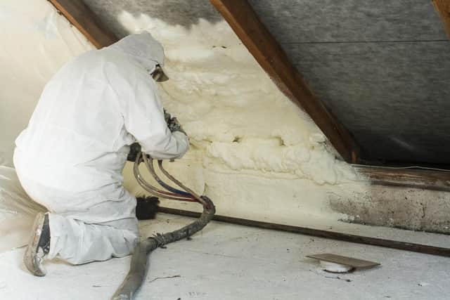 Spray foam roof insulation.