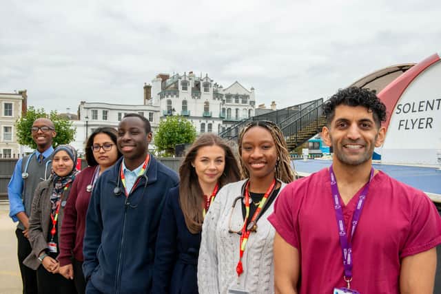 From L-R: Kareema Mir, Bhavyaa Ojham, Denzil Allunga, Louisa Bertulis, Jocelyn John-Abada, Dr Hafiz Aladin.