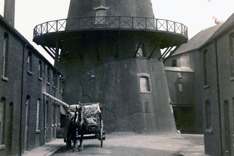 The dock mill off Napier Road, Southsea, before its demolition in 1924.