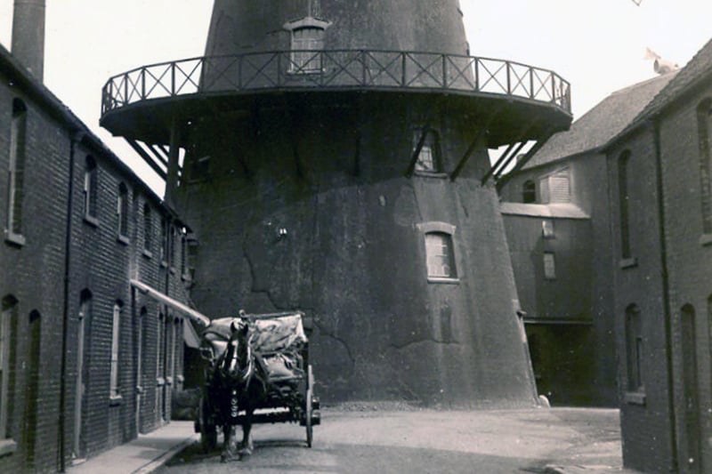 The dock mill off Napier Road, Southsea, before its demolition in 1924.