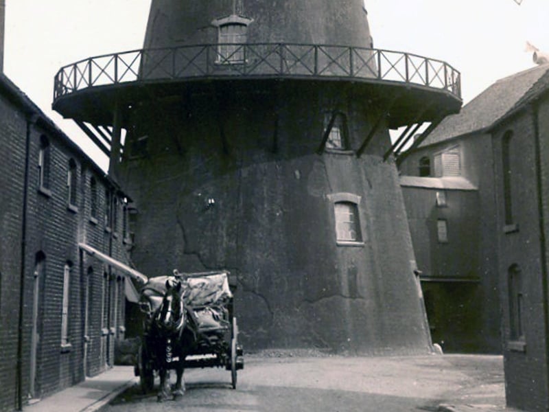 The dock mill off Napier Road, Southsea, before its demolition in 1924.