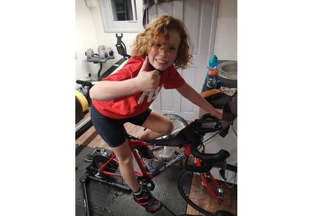 Evan Mitchell, 10 from Bedhampton, is completing a five-hour charity cycle for Crisis homelessness charity