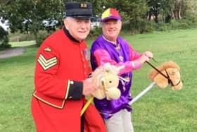 Trevor Rafferty, left, and Les Heyhoe with their hobby horses