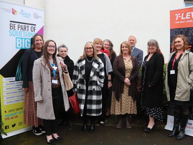 Experts from Solent NHS, Portsmouth Hospitals University NHS Trust, Southampton Hospitals University NHS Trust, Southampton Audiology, Mary Rose Manor, Latham Lodge Nursing Home, University of Portsmouth, Portsmouth City Council and the Solent Local Enterprise Partnership launching the new T Levels at the City of Portsmouth College
