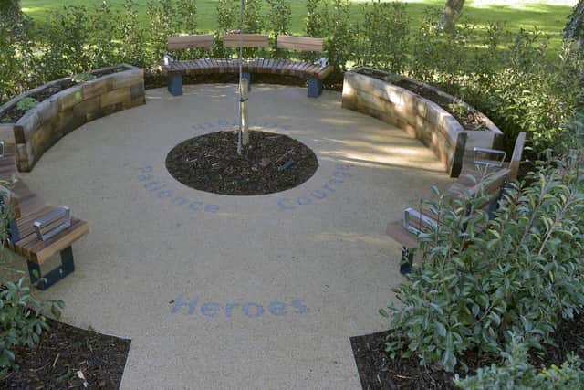 The staff memorial garden at St James' Hospital opposite The Limes 
Picture: Sarah Standing (011222-7157)