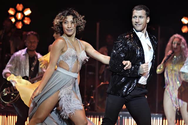 Production shots from the 2023 tour of Firedance, starring Karen Hauer and Gorka Marquez