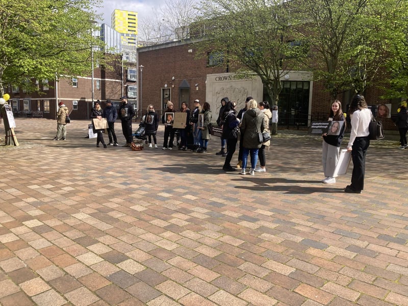 Supporters of Joanna Derkacz outside Portsmouth Crown Court