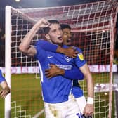 Pompey loanee George Hirst dedicated his goal celebration last night to an England and Leicester City star. (Photo by Daniel Chesterton/phcimages.com)