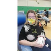 Charlotte Fairall at her blood donation.