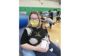 Charlotte Fairall at her blood donation.