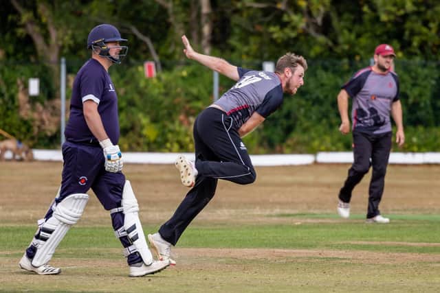 Portsmouth & Southsea's Jake Peach took three top order wickets against Waterlooville. Picture: Mike Cooter (210822)