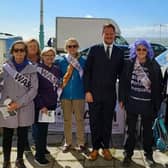 MP Stephen Morgan with the Solent Waspi group at the Labour Party Conference in 2021