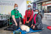 CPR training day for the public at Commercial Road, Portsmouth for Restart a Heart day on Friday 15th October 2021

Pictured: Amy Hughes with Stephenie Ogborogu and Nourin Shamnad

Picture: Habibur Rahman