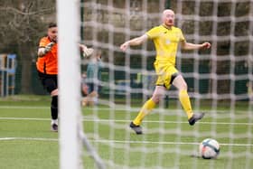 Harvest's Dave Blofield equalises against Denmead. Picture: Chris Moorhouse