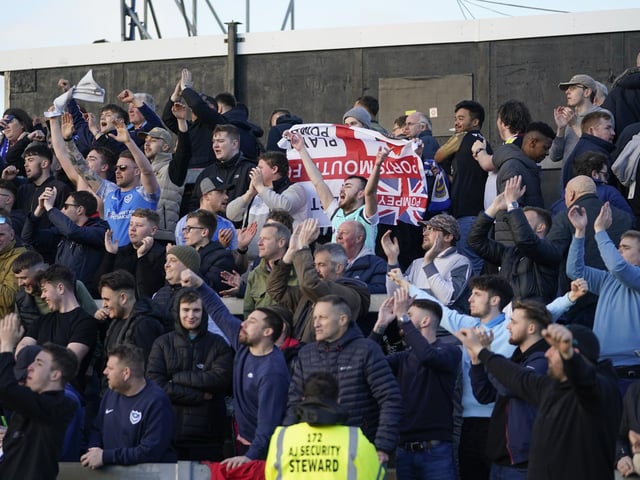 Pompey fans at the Blues' victory at the Memorial Stadium.