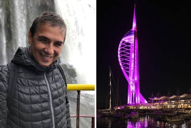 Julio Cesar Perez Gomez, from Portsmouth, died from pancreatic cancer on March 23, 2022, a month after his diagnosis, leaving behind his wife Olga and daughter Daniella. The Spinnaker Tower will be lit purple in his memory on November 17