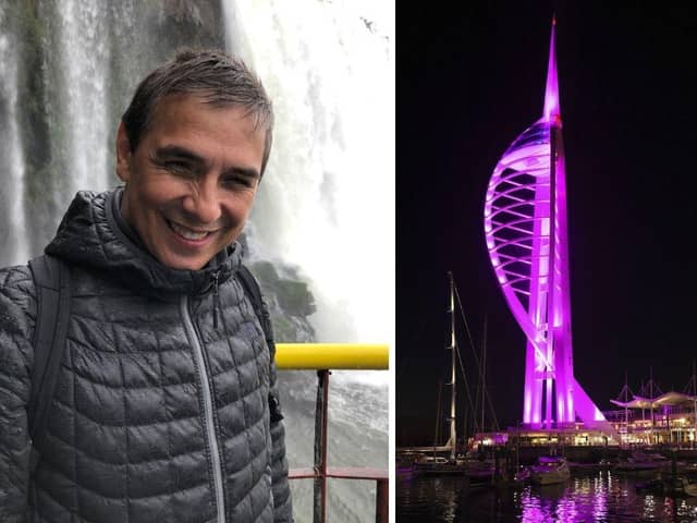 Julio Cesar Perez Gomez, from Portsmouth, died from pancreatic cancer on March 23, 2022, a month after his diagnosis, leaving behind his wife Olga and daughter Daniella. The Spinnaker Tower will be lit purple in his memory on November 17
