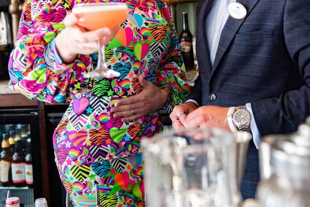 Face of Portsmouth Pride, Cherry Liquor samples a cocktail prepared by restaurant manager, Alfredo Burton-Castellanos. Picture: Goble Photography.