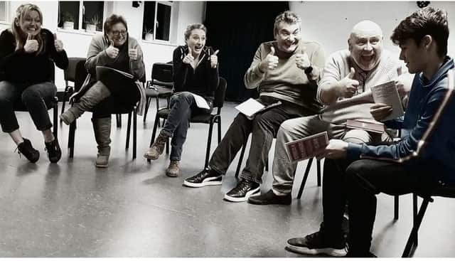 The cast of Scribbles in The Margins, by HumDrum, in rehearsal. They are at The Spring Arts Centre in Havant from March 8-11, 2023. Picture by Vaughan Douglas Capstick