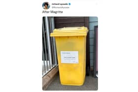 Richard Ayoade's tweet: 'After Magritte' of a Wightlink Ferries' bin that is not a bin
