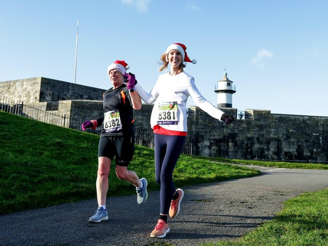 Runners of the Portsmouth Coastal Waterside Marathon, Festive Half Marathon, Southsea 5k and 10k Turkey Trot finished at The Pyramids in Southsea Picture: Chris Moorhouse (221224-85)