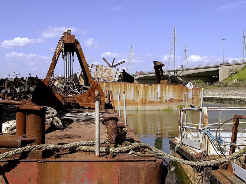 The view from Pounds Yard of the M275 and 'the blue bridge' taken in 2001