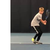 The family of Lewis Taylor, 15, have set up a fundraiser so he can stay out at his tennis school in Florida after his parents had to close their pub due to Covid-19. Pictured: Lewis training on New Year's Eve 2019
