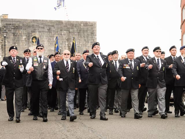 Falkland Veterans march through Old Portsmouth. Picture: Keith Woodland