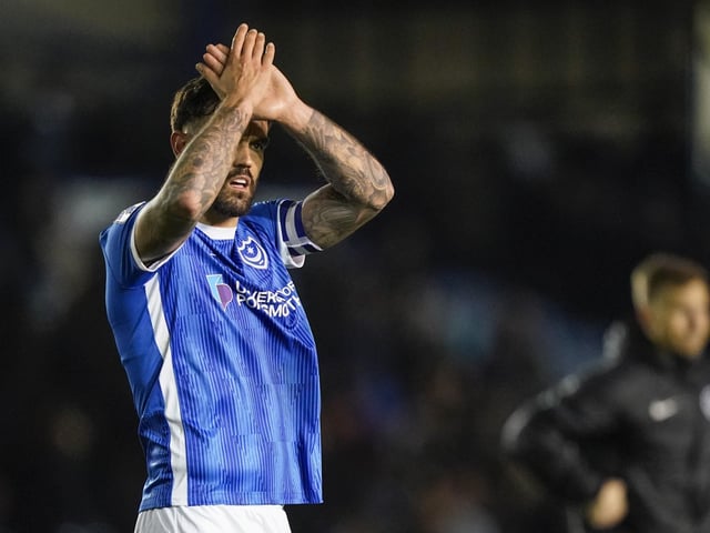 Marlon Pack applauds the Fratton faithful at the final whistle