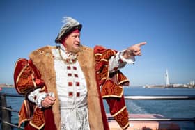 Mary Rose Museum mark 40 years after the flagship was raised from the Solent seabed on Tuesday 11th October 2022Pictured: An actor dressed up as Henry VIIIPicture: Habibur Rahman