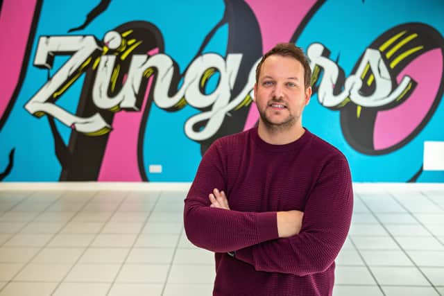 Teague Fullick, Founder of Zingers UV Golf in The Bridge Centre, Fratton. Picture: Mike Cooter (230821)