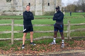Two men are running 5k each day in November to raise funds for the Food Pantry in Portchester Methodist Church. Pictured: Peter Sanderson and Warren Chebby