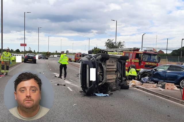 The aftermath of the crash on Eastern Road in Portsmouth and inset, Michael Page
Main picture: Hampshire Roads Policing Unit / inset, Hampshire police