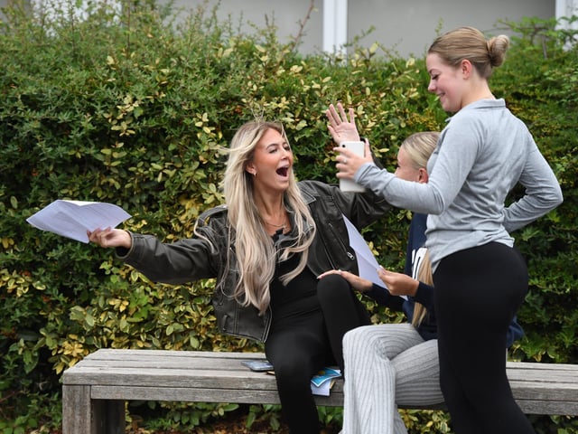GCSE exam results day at King's Academy Bay House in Gosport, Hampshire.Katie Smith 16 celebratesPlease credit: Paul Jacobs/pictureexclusive.com