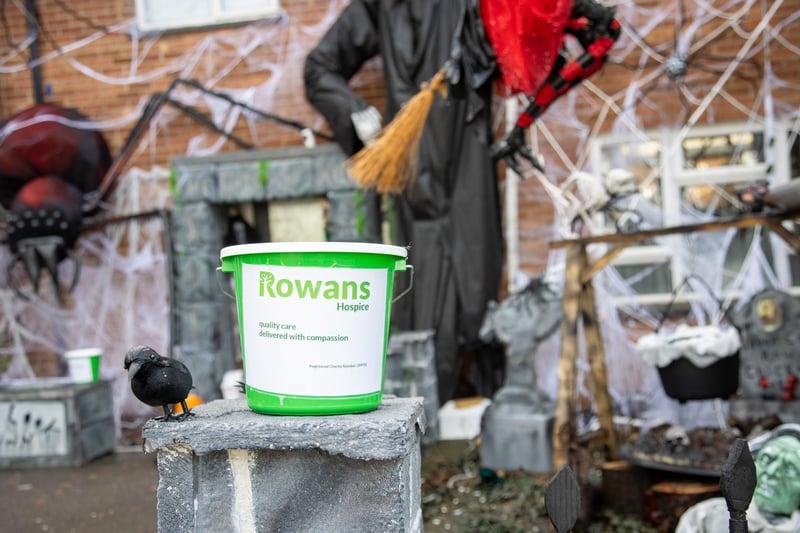 Becky Donnelley has dressed her house in giant homemade Halloween decorations in aid of raising money for The Rowans hospice

Pictured - Incredible handmade Halloween displays in Becky's front garden

Photos by Alex Shute