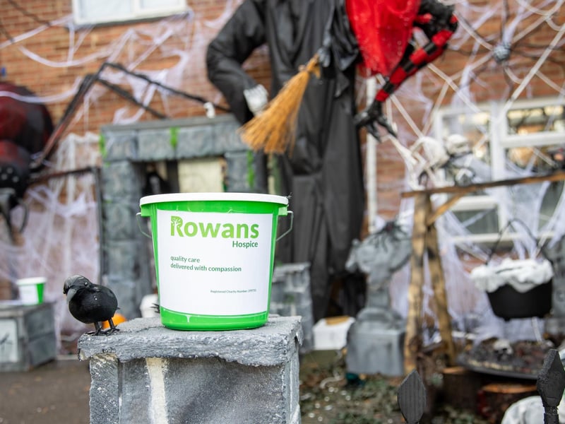 Becky Donnelley has dressed her house in giant homemade Halloween decorations in aid of raising money for The Rowans hospice

Pictured - Incredible handmade Halloween displays in Becky's front garden

Photos by Alex Shute
