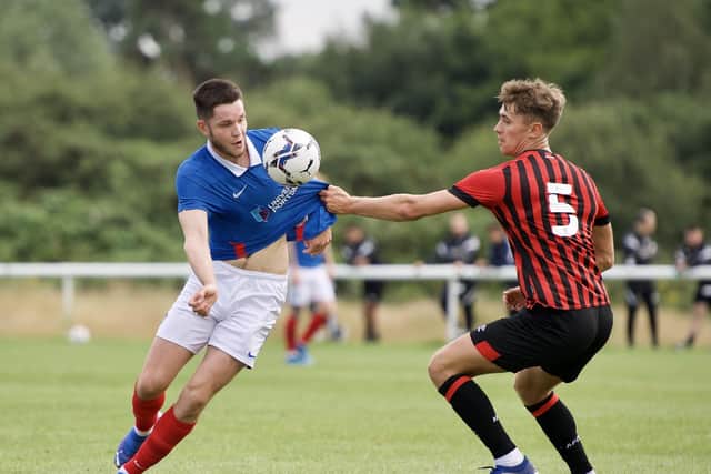 New striker George Hirst in action for Pompey at Bournemouth