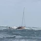 Hayling Island RNLI crew saving three men on strickent boat off West Wittering. Pic: Lloyd Pepperell