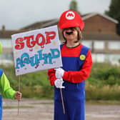 The Let's Stop Aquind walking protest against Aquind started at the Fort Cumberland car park in Eastney. Picture: Sam Stephenson