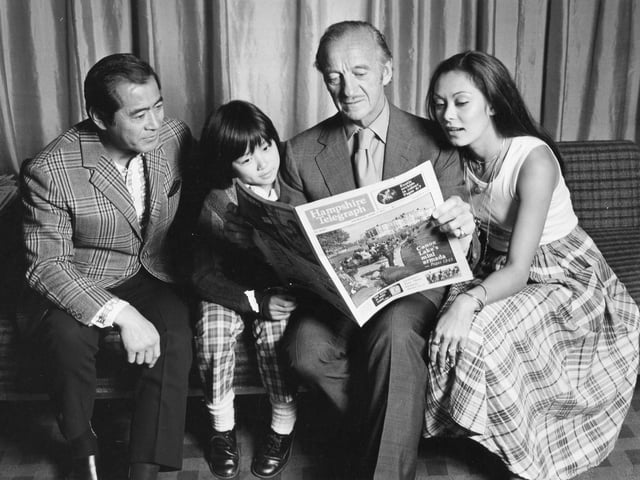 Actor David Niven reading the Hampshire Telegraph in June 1975. The News PP961