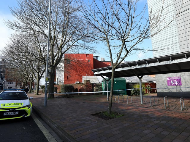 Police at a crime scene on Winston Churchill Avenue, PortsmouthPicture: Chris Moorhouse (jpns 110224-06)