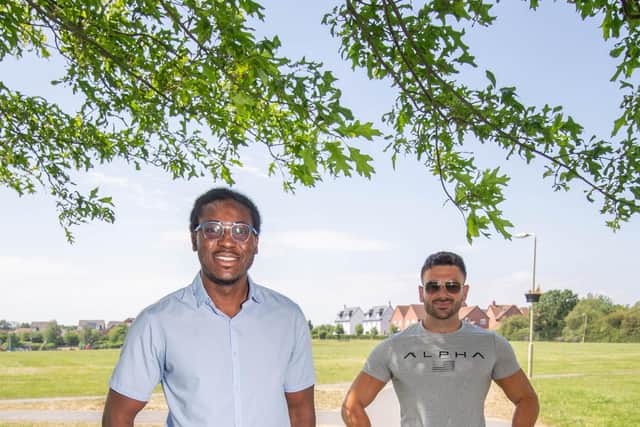Peter Maraziotis is the co-founder of HotBodyPal app

Pictured: Co founders Elijah Tella and Peter Maraziotis in Whiteley on 16 June 2021

Picture: Habibur Rahman